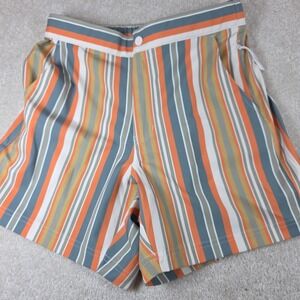 VRST Resort Shorts Mens S Orange Gray Vertical Striped Relaxed Fit NWT